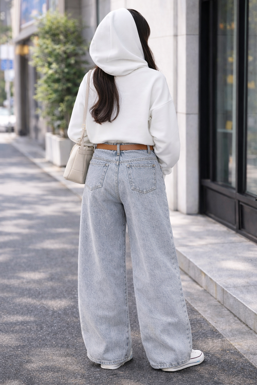 Wide-Leg High-Waist Denim Pants – Softelle