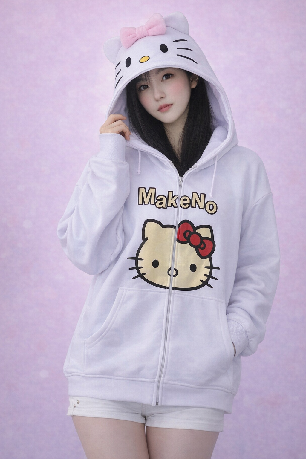 Softelle Kawaii Zip Hoodie – Cute Cat Style
