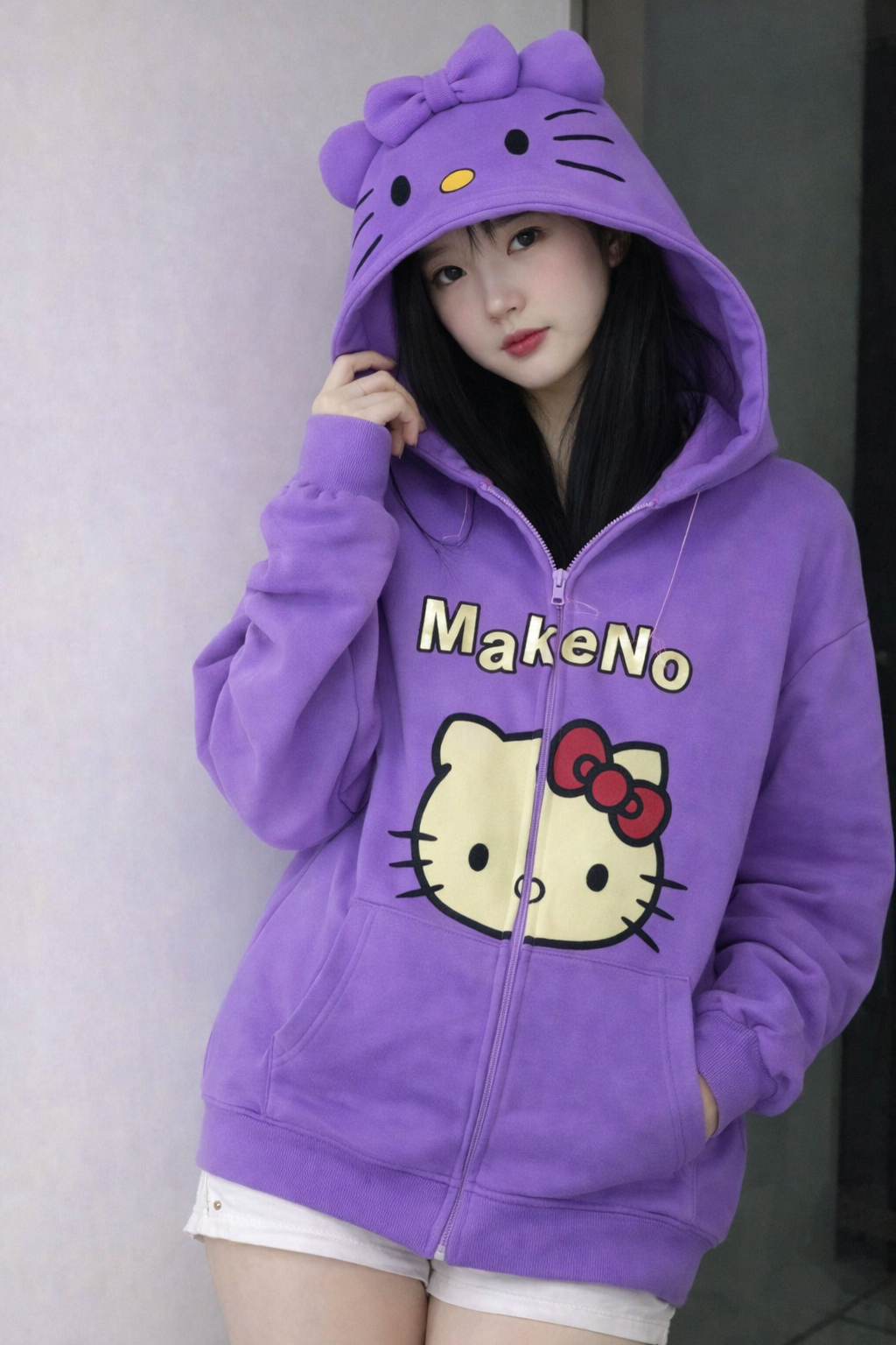 Softelle Kawaii Zip Hoodie – Cute Cat Style